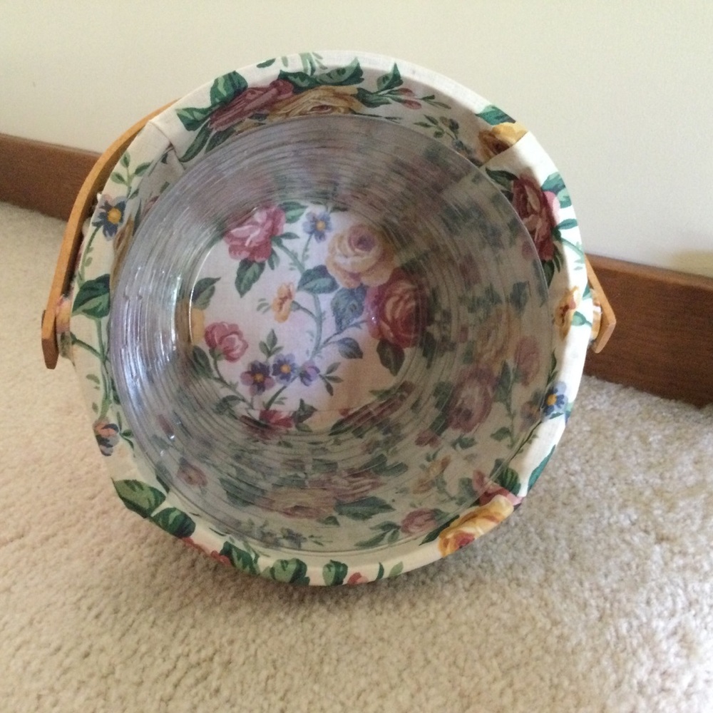 💝VINTAGE💯❤️LONGABERGER BASKET, LINED & HANDLE🎉🎉🎉GARDEN SPLENDOR LINING🎉 - Picture 6 of 12